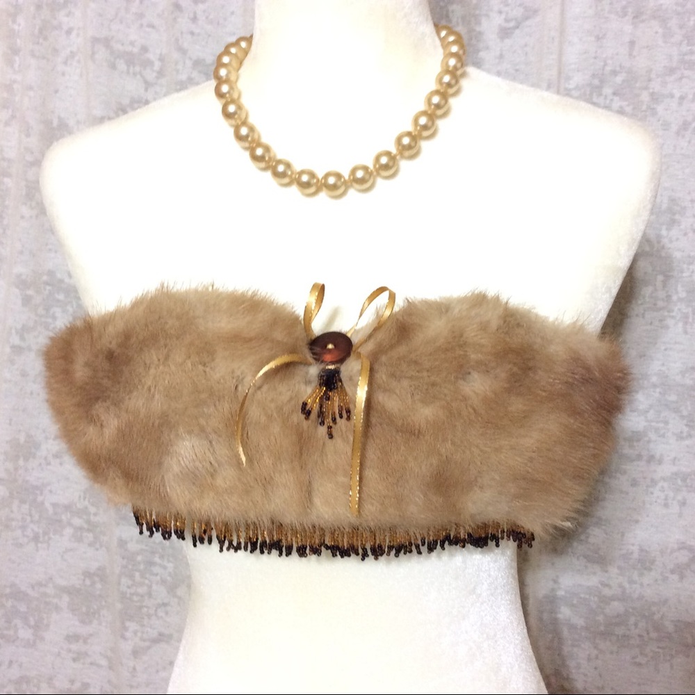 'Barbra' Blonde Mink Fur Handcrafted Bra Top